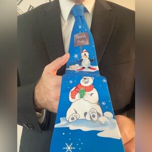 Blue Snowman and Polar Bear Tie